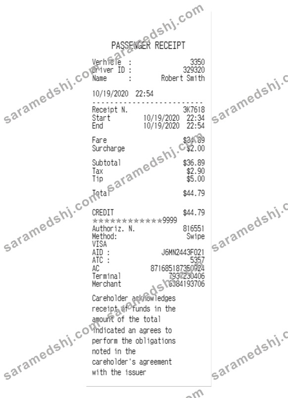 PASSENGER receipt